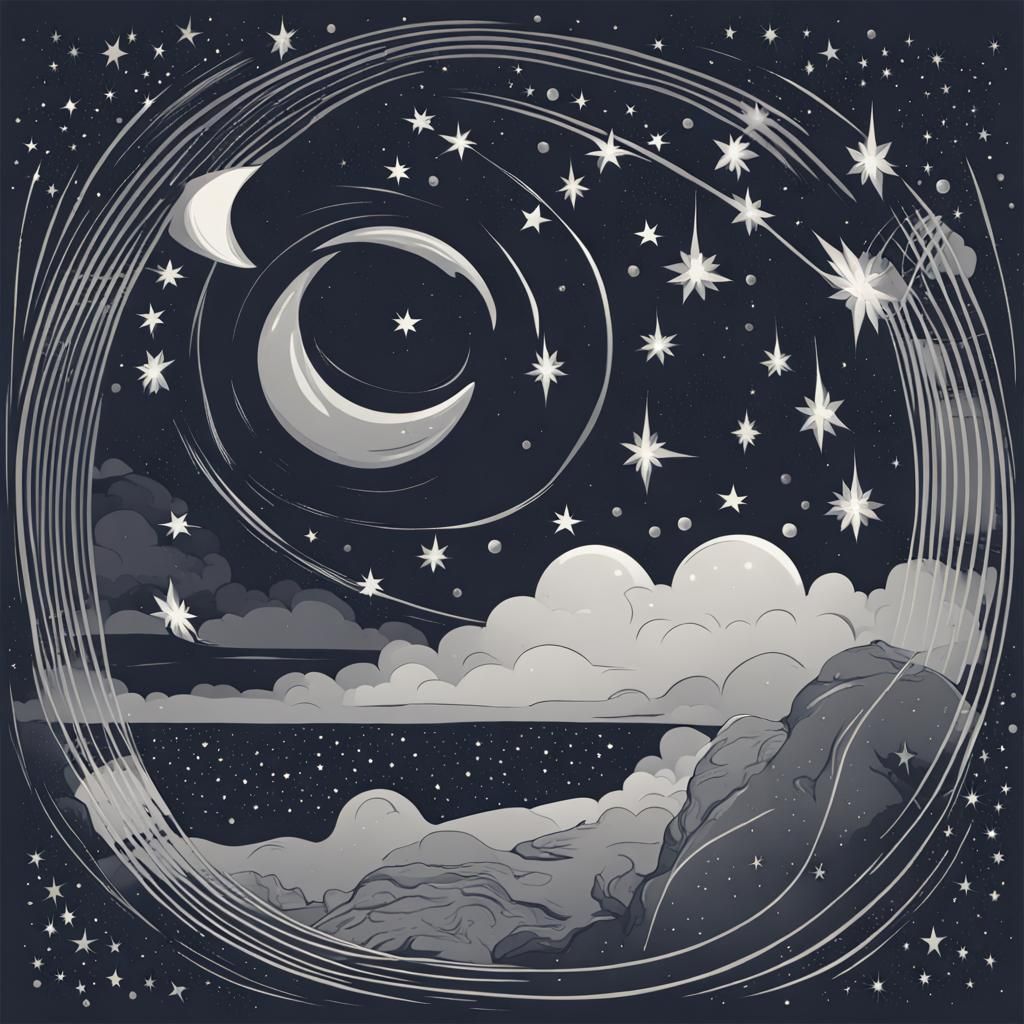 Minimalist Moon and Stars Illustration