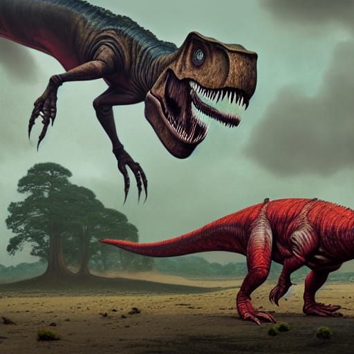 Jurassic Circus Nightmare Landscape in Hyperrealism