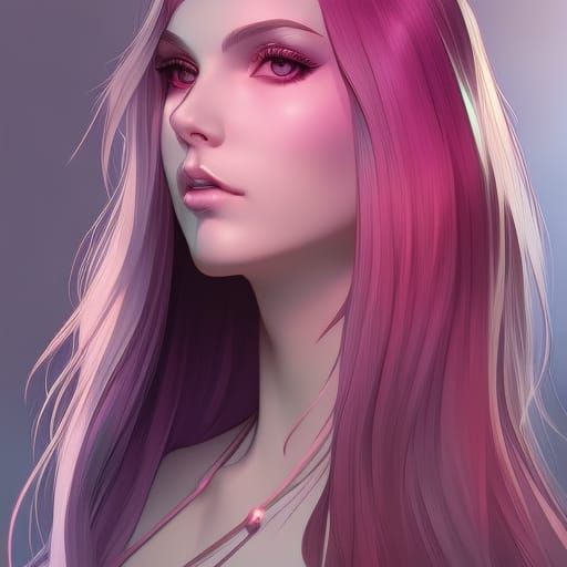Woman with Pink Choker in Art Nouveau Style