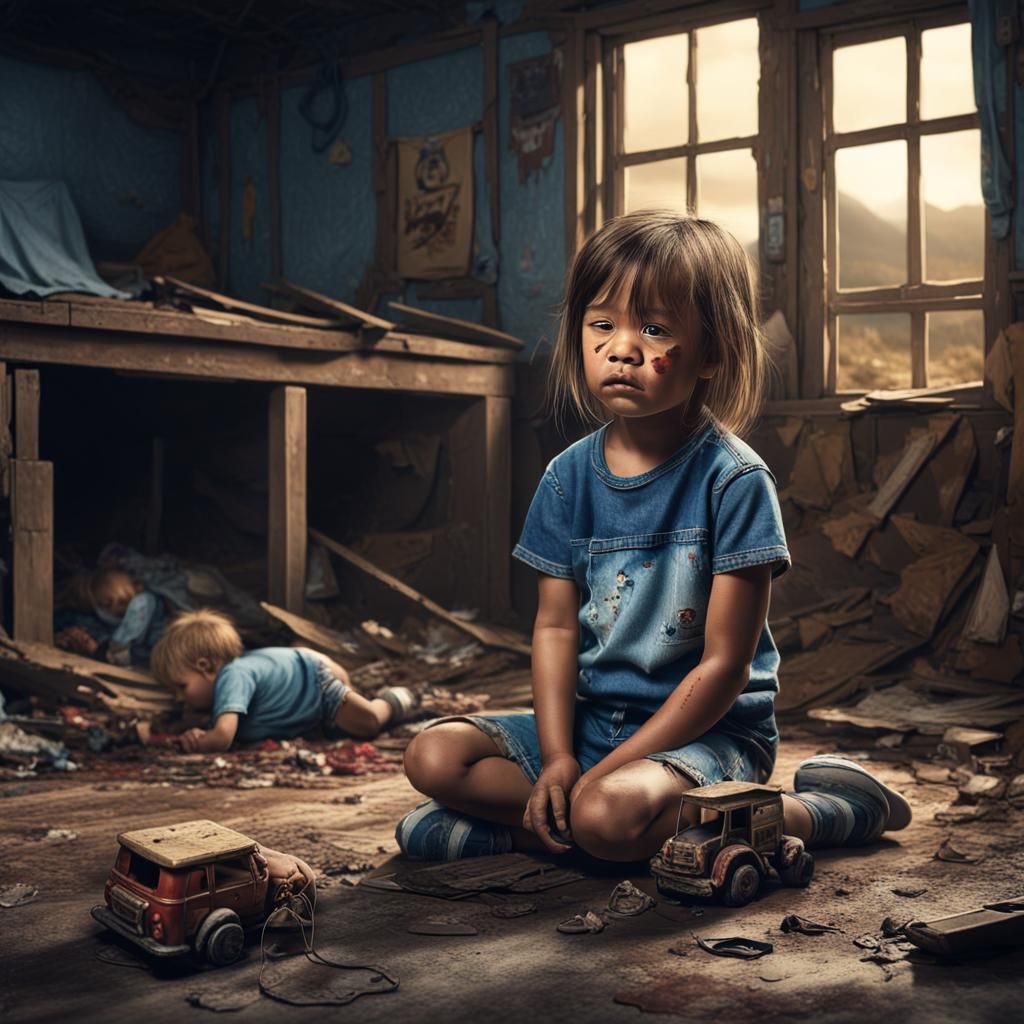 Sad Woman in Shack: Detailed Matte Painting