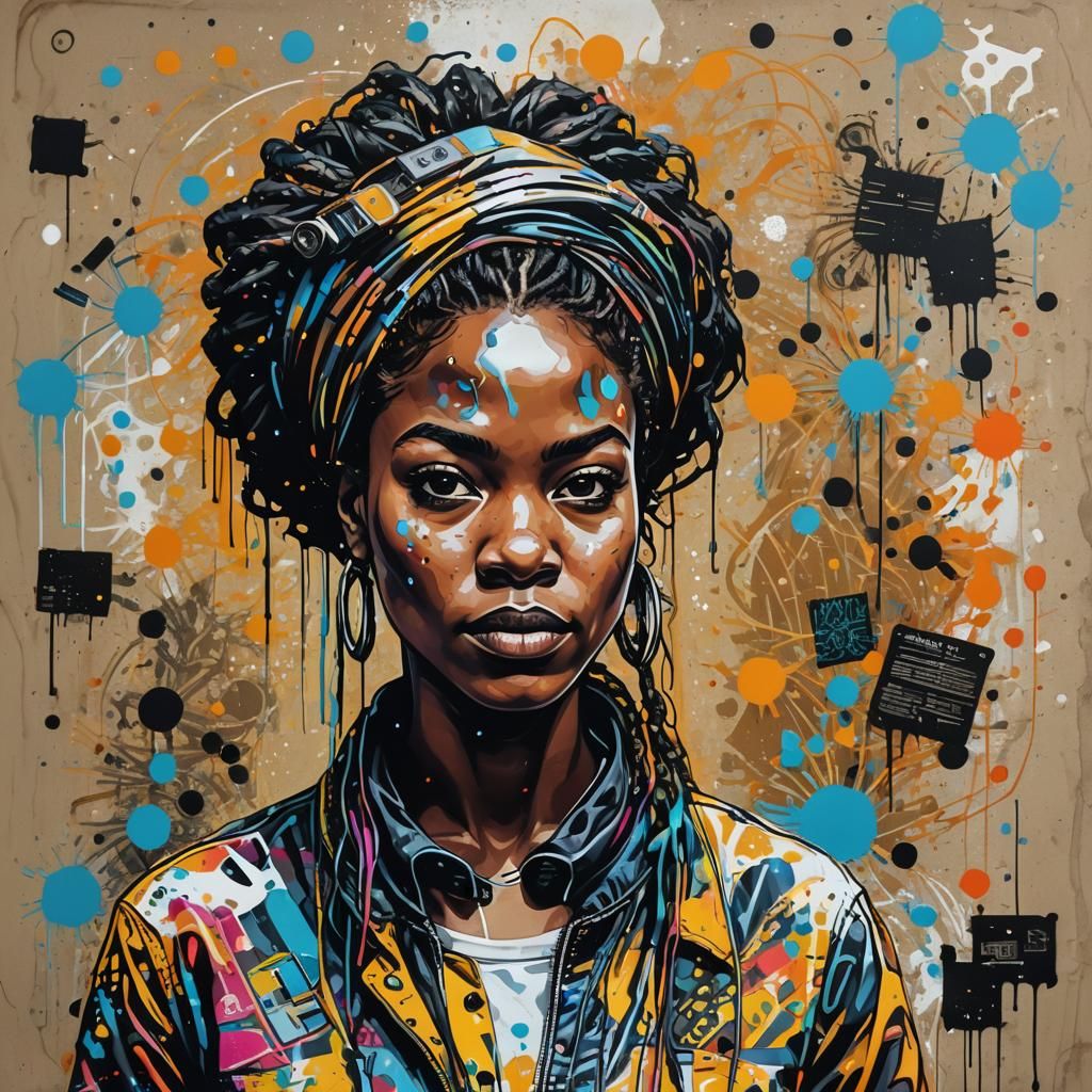 Colorful Mixed Media Portrait of a Computer Programmer