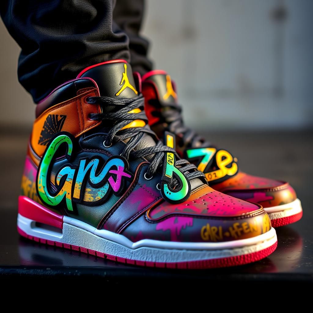 Custom Graffiti Air Jordan Sneakers in Street Art Style