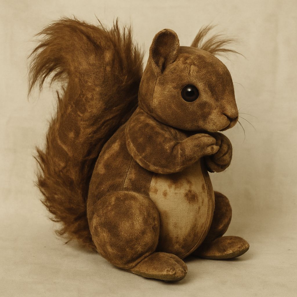 Worn Velvet Squirrel Toy, Handmade and Much Loved