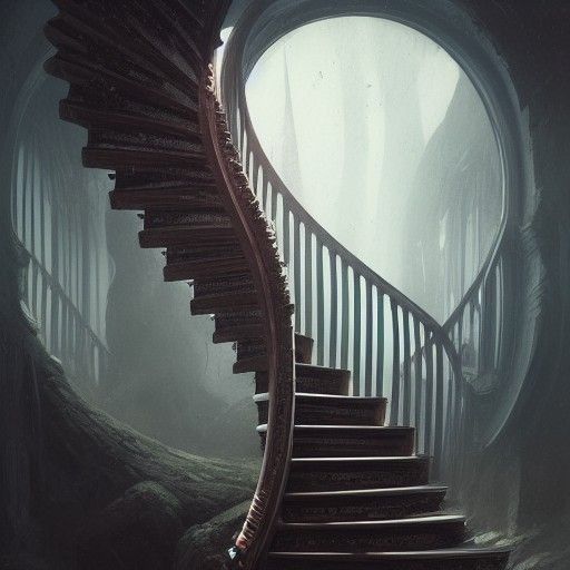 Dark Fantasy Spiral Staircase Concept Art