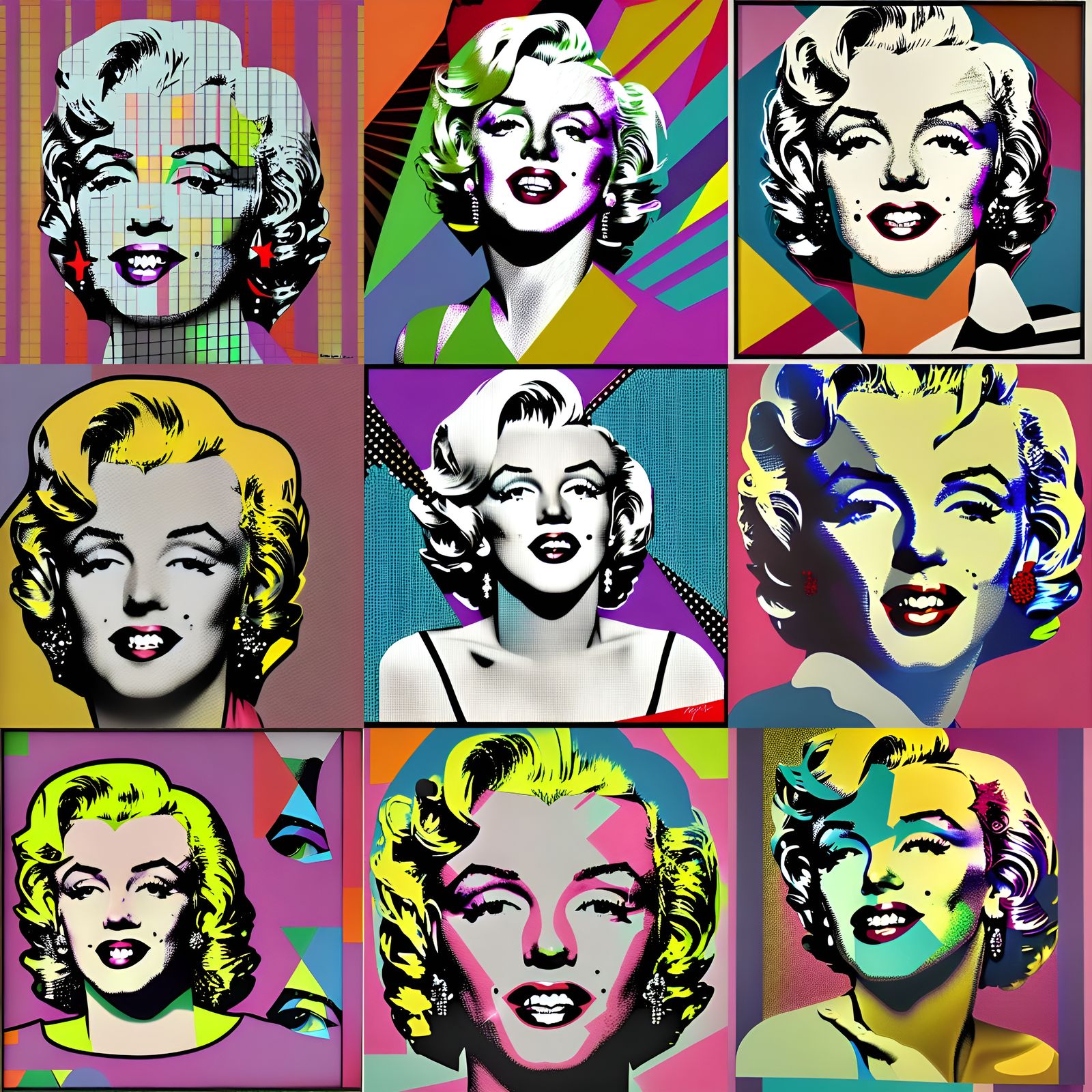 Halftone Marilyn Portrait in Pop Art Style