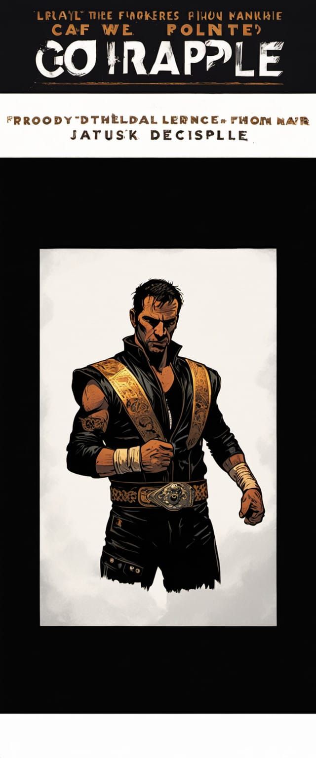 Intense RAWF Wrestling Champion in Leather Jacket