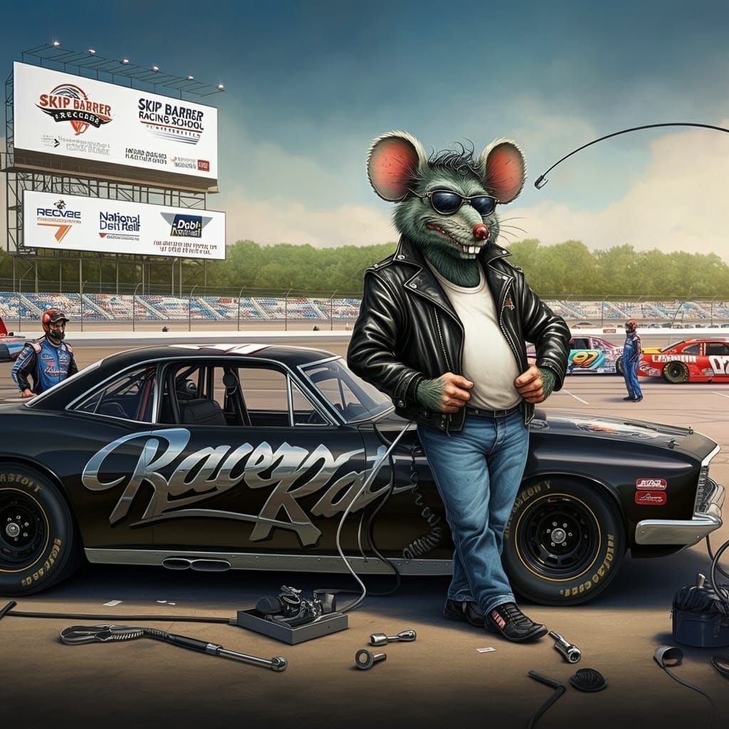 Racer Rat Celebrates Victory at the Track