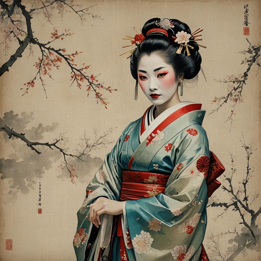 Elegant Asian Woman as a Geisha