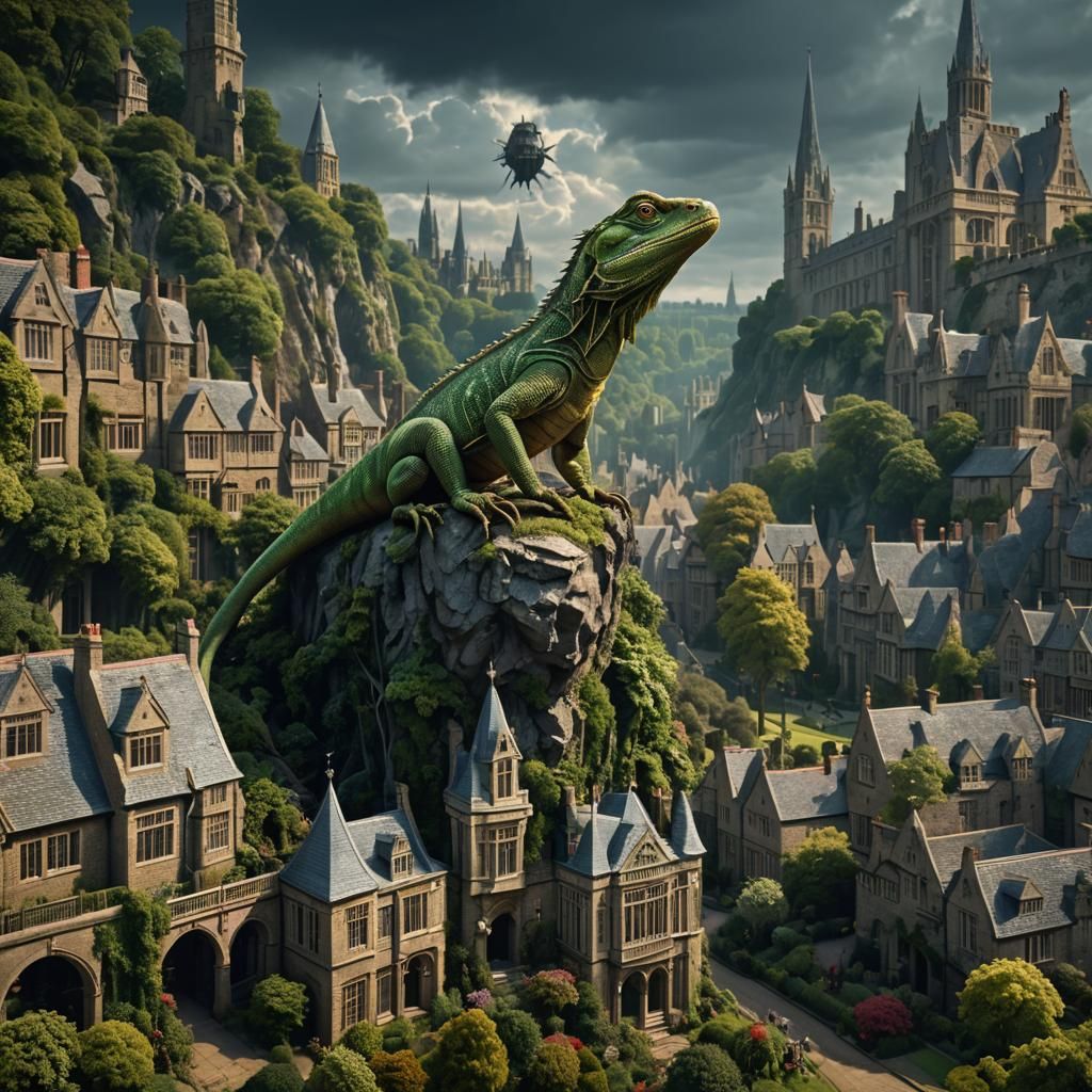 Lizard God in Letchworth Garden City: Digital Matte Painting