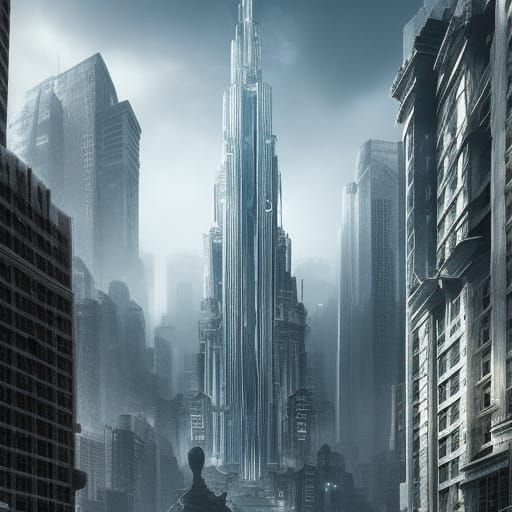 Epic Skyscraper in a Digital Matte Painting