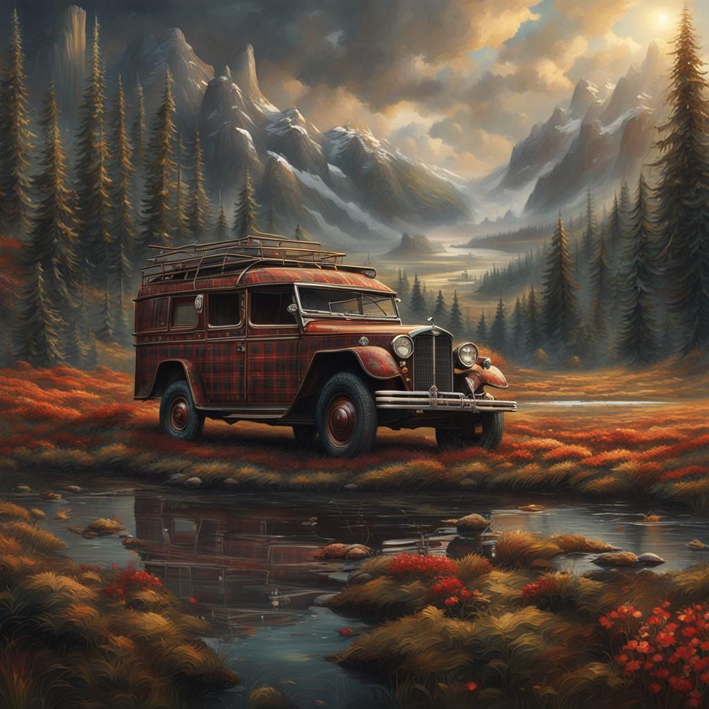 Detailed Plaid Pattern in Digital Matte Painting