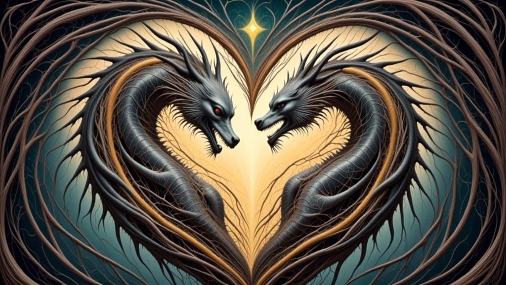 Ethereal Dragon Heart in Celestial Vortex