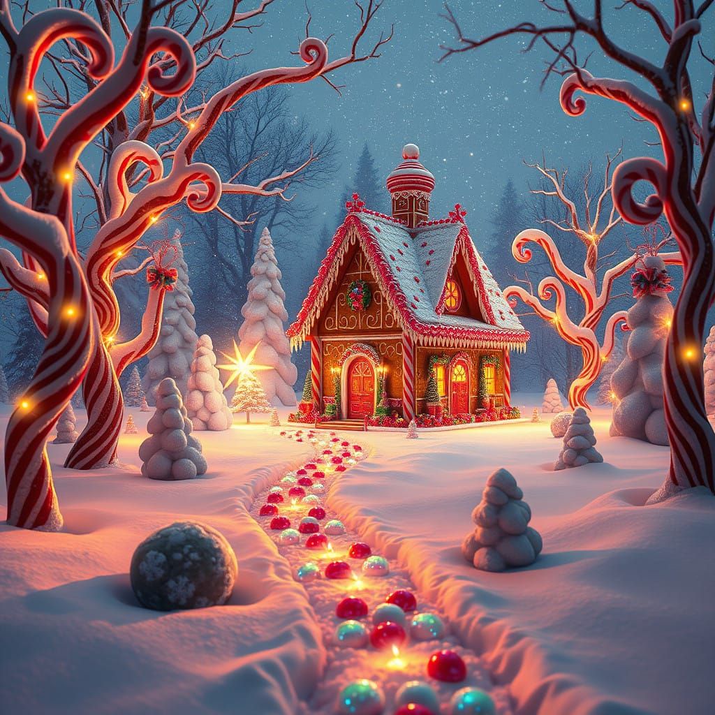 Majestic Christmas Gingerbread Landscapes in Vibrant Colors