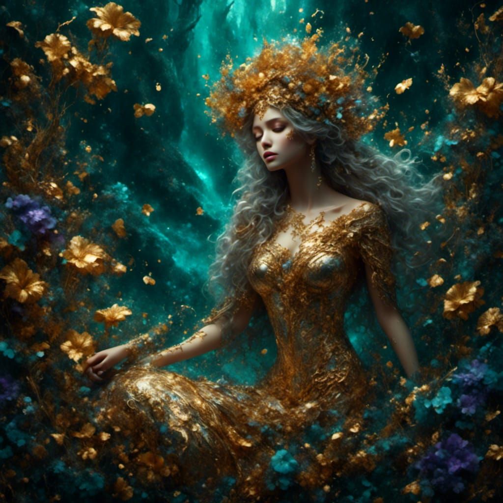 Aphrodite Splash Art: Hyperrealistic Goddess Portrait