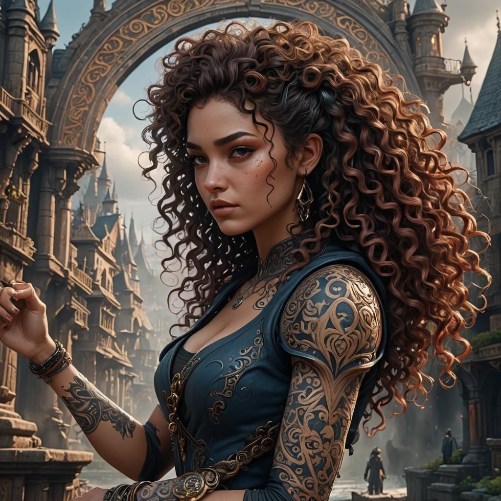 Fantasy Girl with Tattoo in Detailed Digital Art