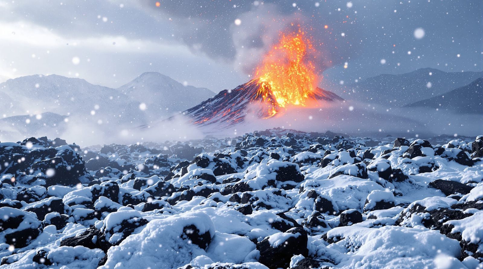 snow and lava