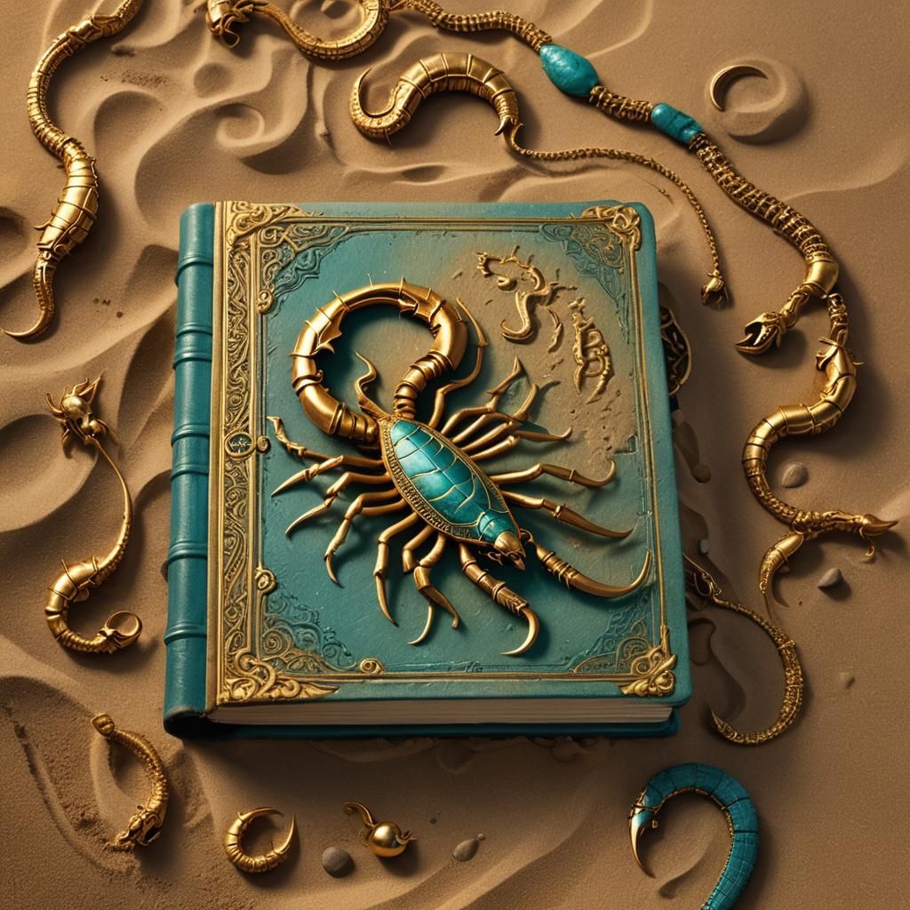 Fantasy Book Cover with Golden Scorpion Symbol