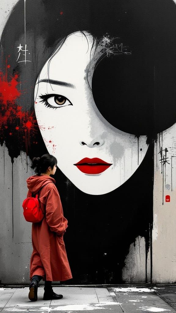 Surreal Urban Portrait in Minimalist Yūgen Style