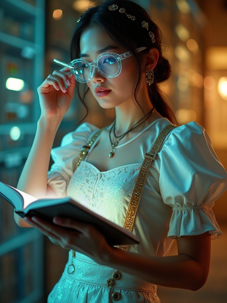 Cyber Librarian Muse in Neo-Baroque Data Archive