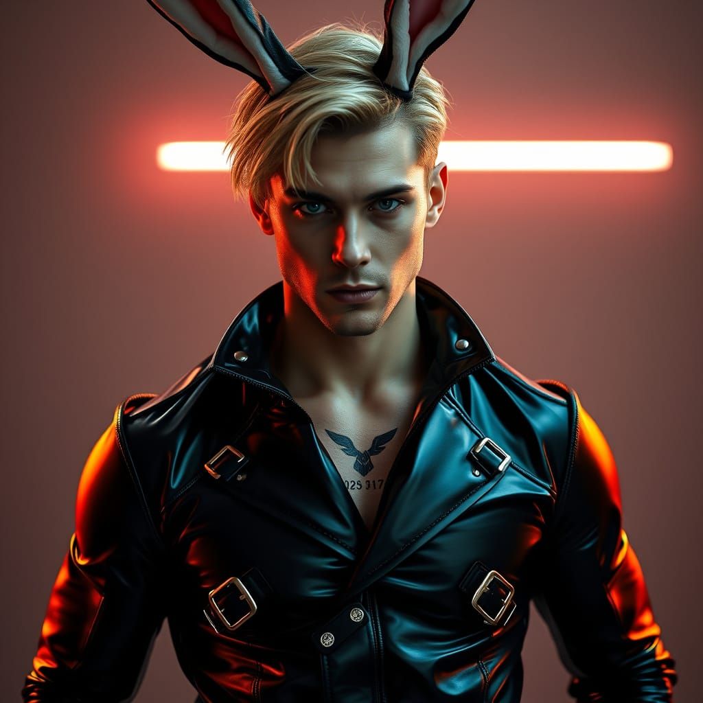 Elegant Playboy in Futuristic Bunny Suit