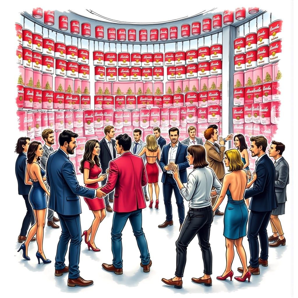 Vibrant Party Scene with Neon Art Illustration