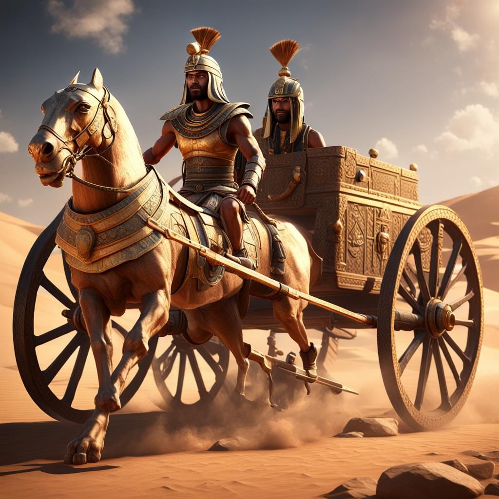 Ancient Egyptian Soldier in Chariot: 3D Render