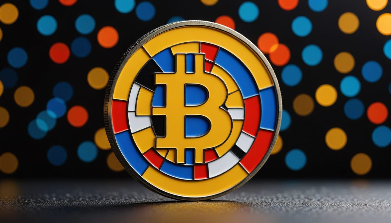 Abstract Bitcoin Composition in Neo-Piet Mondrian Style