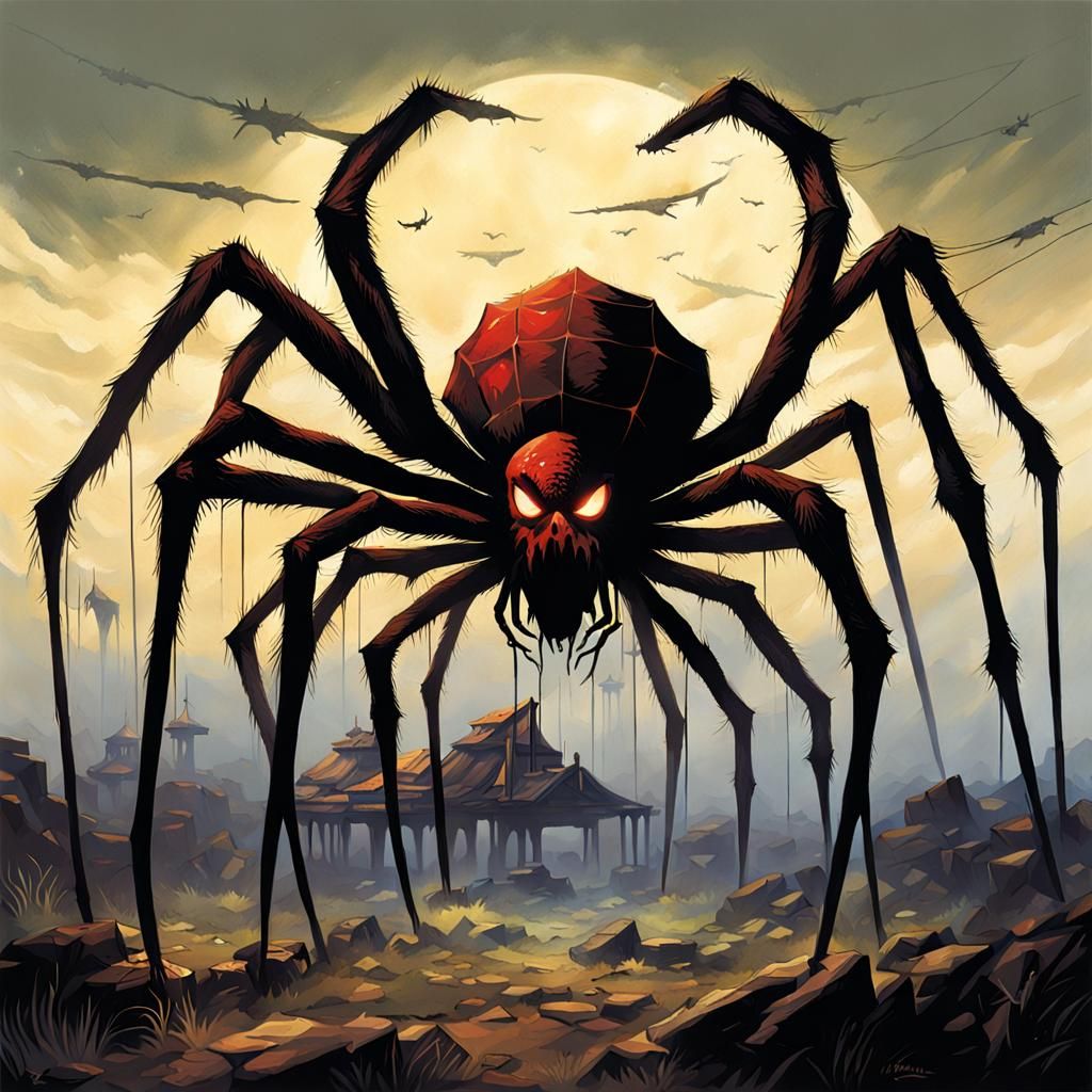 Giant Spider Over Australia: Sinister Fantasy Art