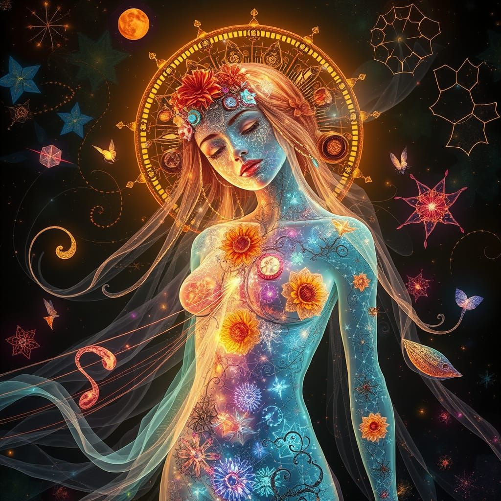 Ethereal Bioluminescent Figure in Ethereal Style