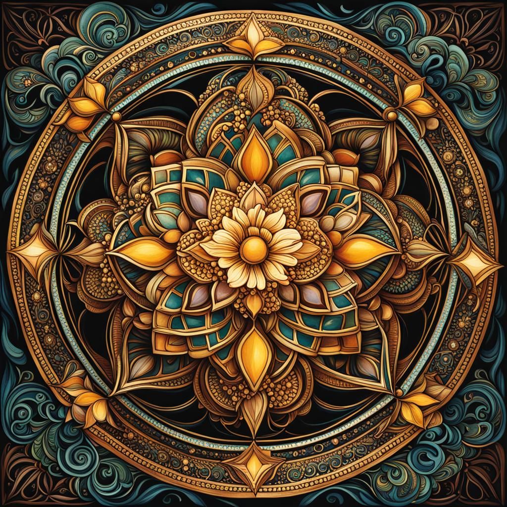 Mandala of Positive Words: Serenity and Joy