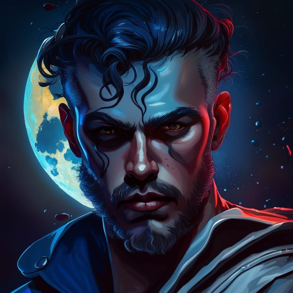 Hyperrealistic Sailor Portrait with Moonlit Background