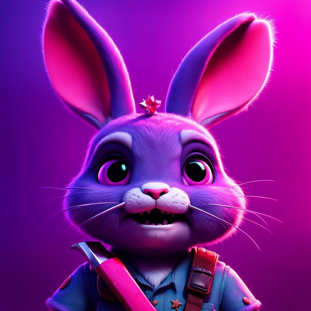 Cute Zombie Rabbit with Axe: Pixar-Style 3D Art