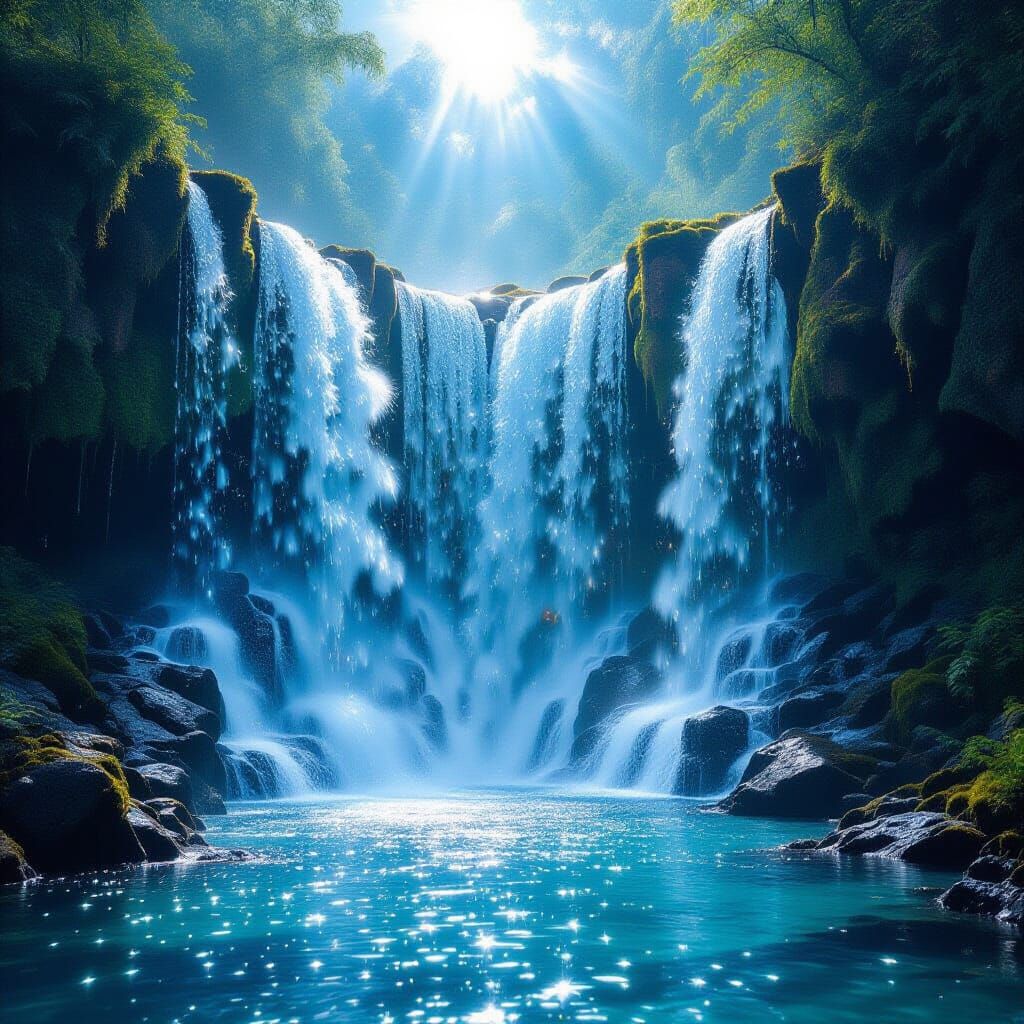 Rhinestone Waterfall in Sci-Fi Sky