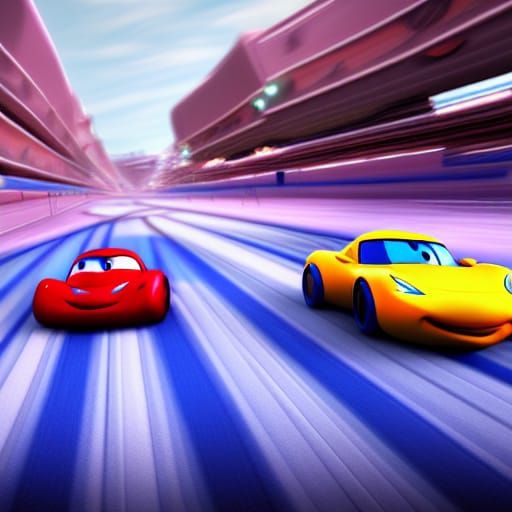 Cute Cars Racing: 3D Render in Pixar Style