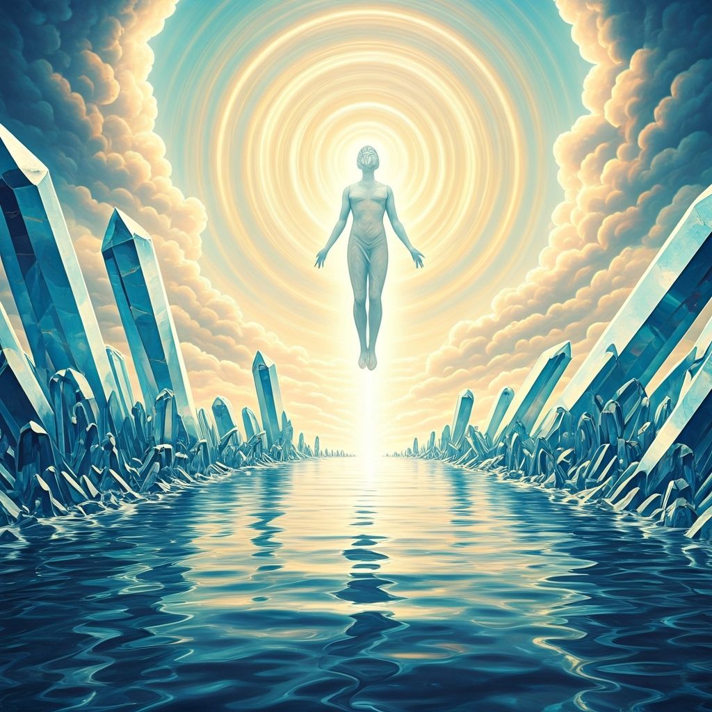 Divine Water Flowing Through Heavenly Landscape in Ethereal ...