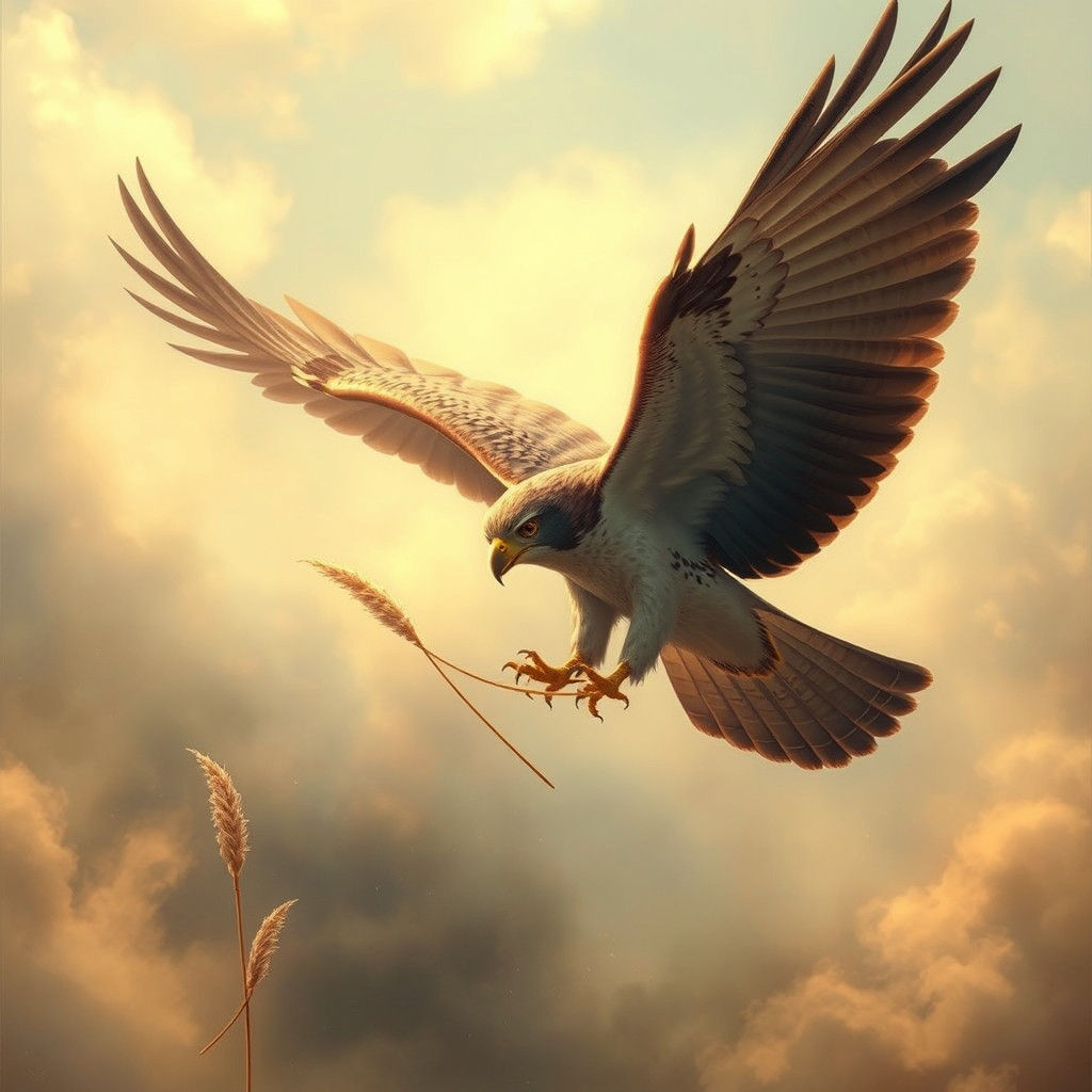 Majestic Falcon Soaring in Ethereal Realm