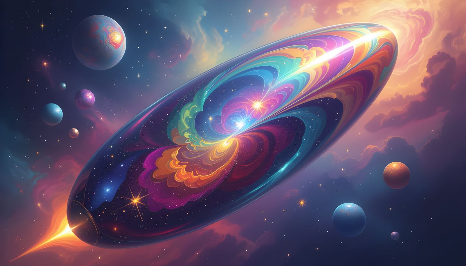 Zeppelin Starship in a Surrealist Cosmos