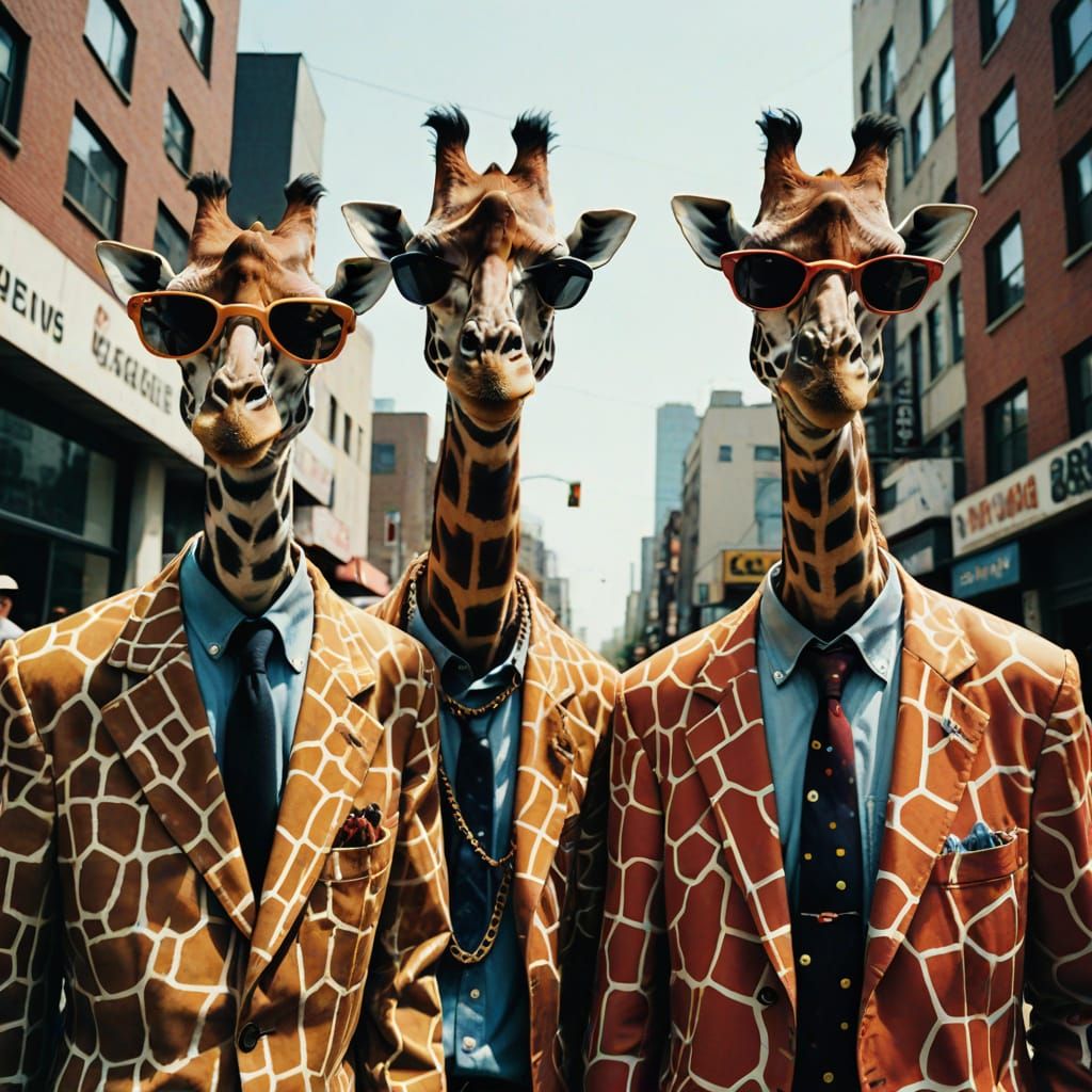 Grumpy Giraffes in Sapeurs Outfits