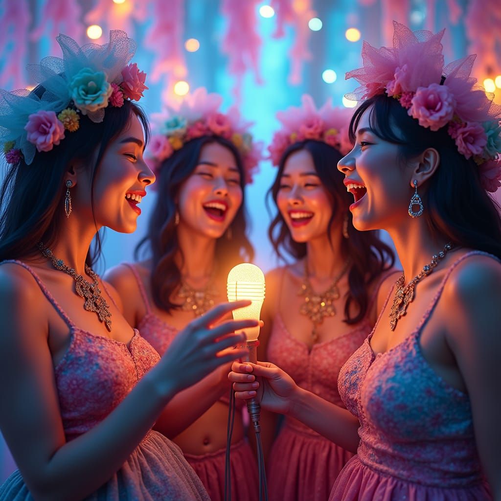 Harmonious Friends Sing in a Fantasy Dreamscape