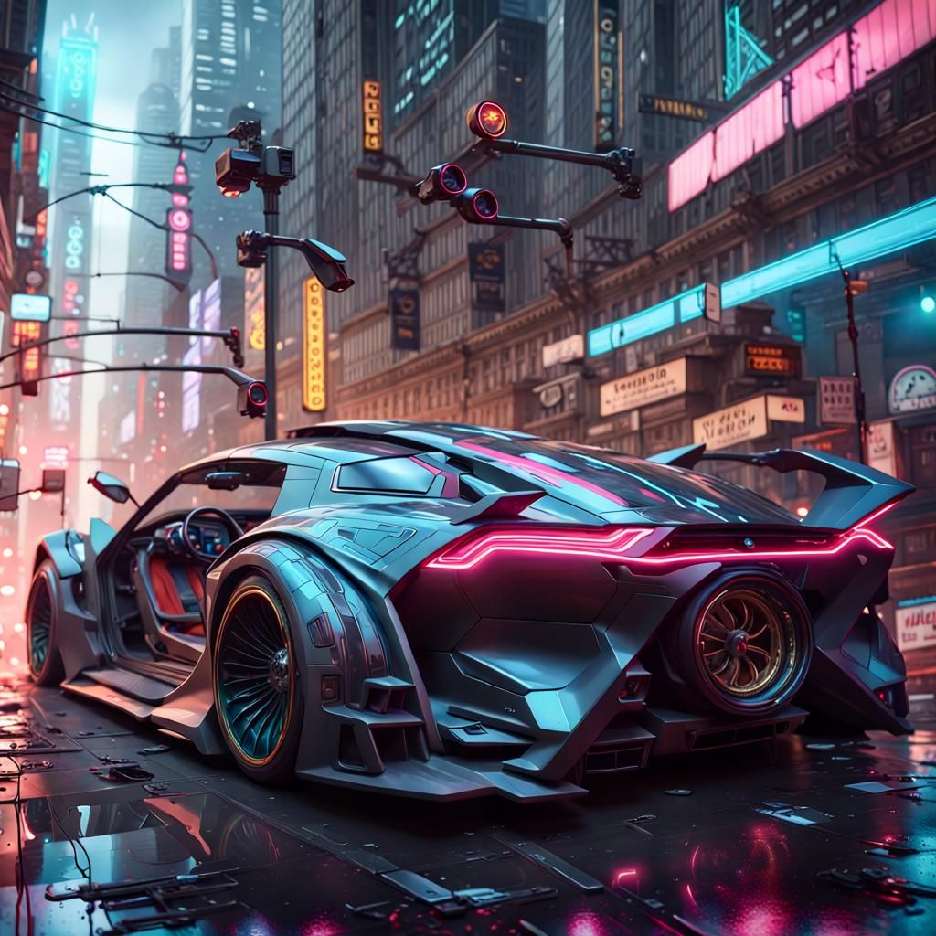 Cyberpunk Car in Detailed Matte Painting Style