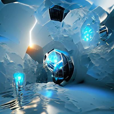Surreal Antarctic Landscape with Flickering Lights
