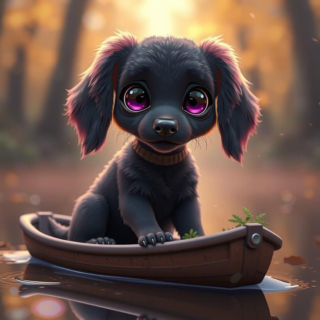 Pixel Art: Cute Puppy in a Boat
