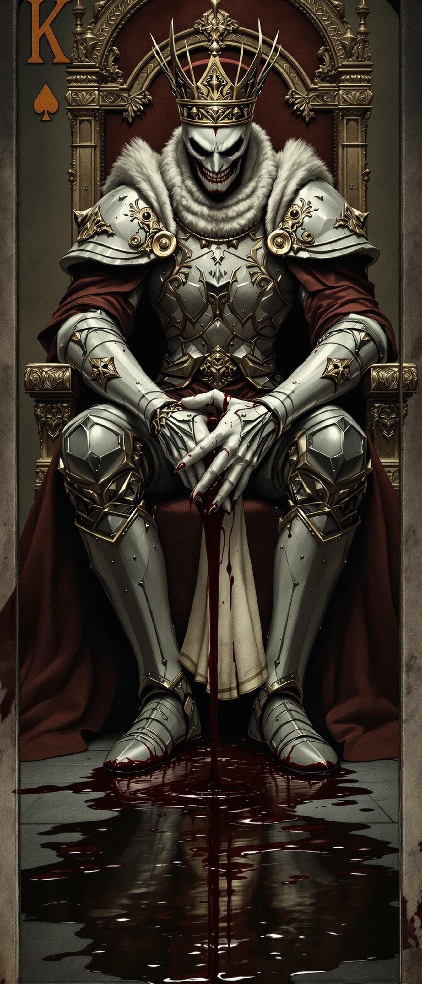 Ornate King of Spades Card with Blood
