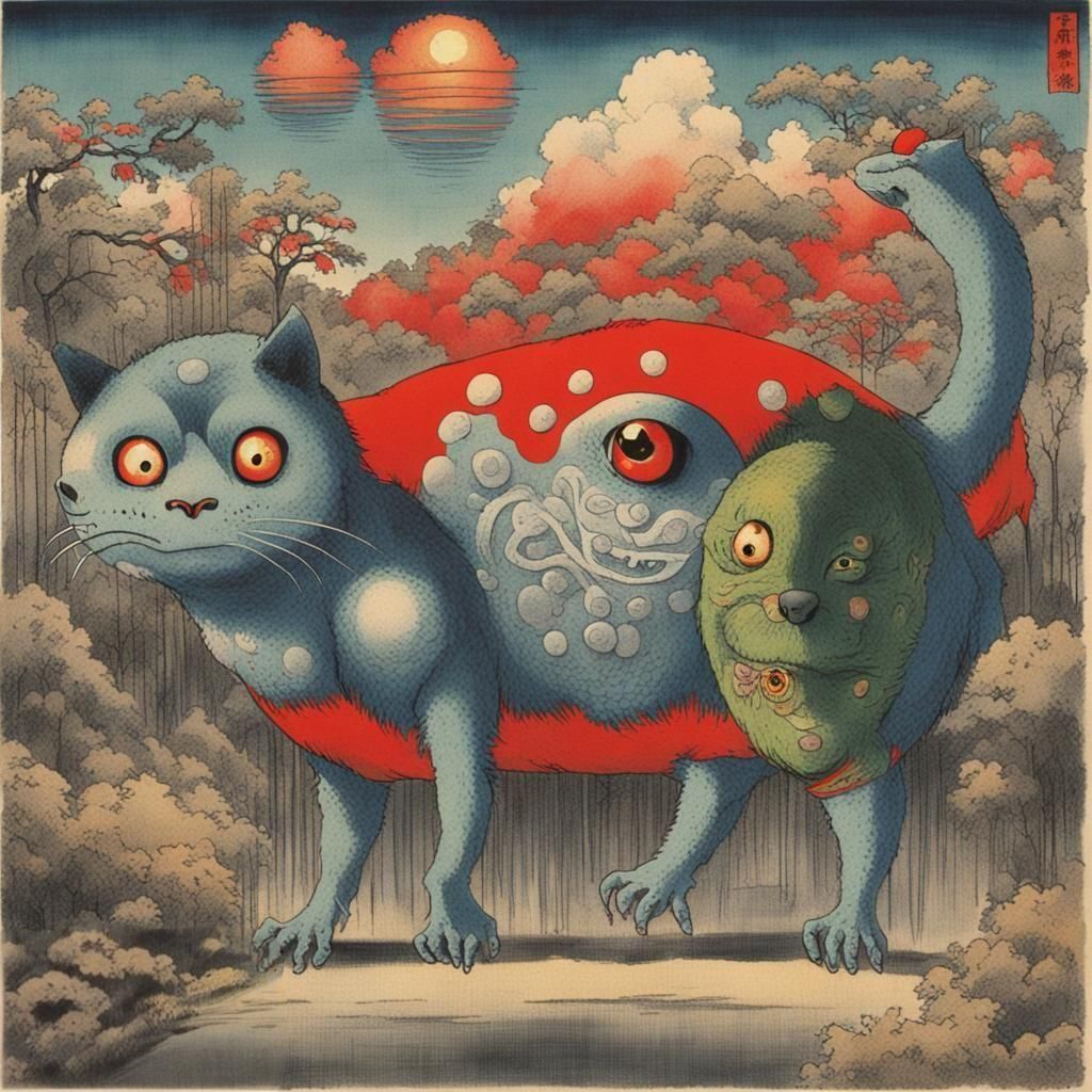 Raypunk Japanese Yokai Illustration