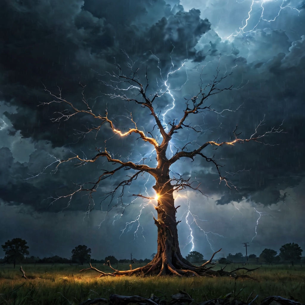 Striking Lightning During a Thunderstorm