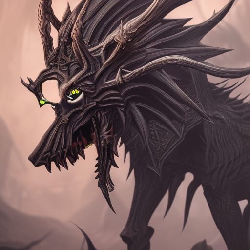 Wolf Skeleton Demon in Detailed Matte Painting