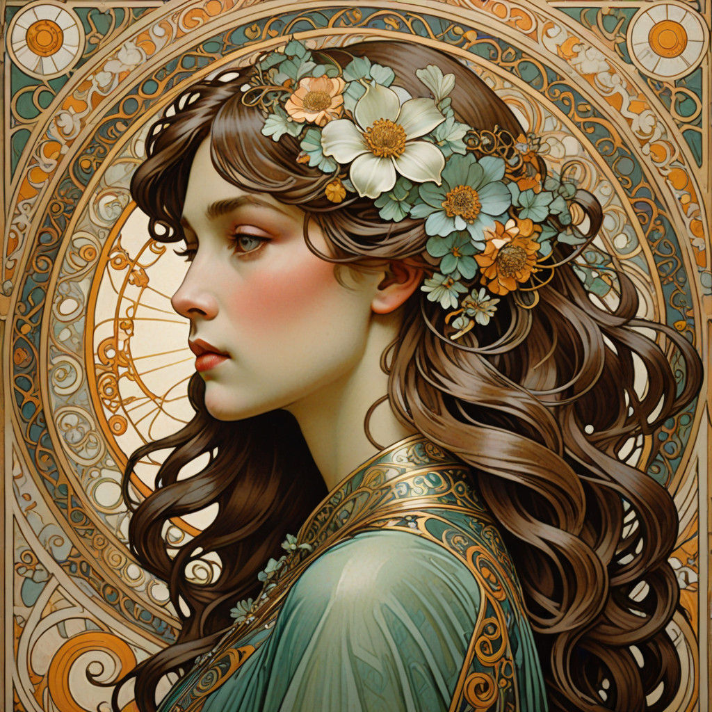 Elegant Art Nouveau Portrait of a Woman