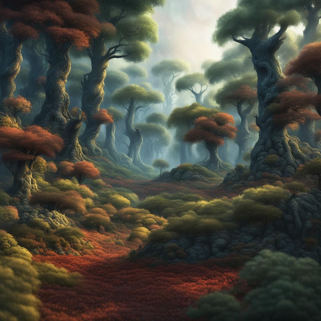 Detailed Matte Painting of a Blurred Forest