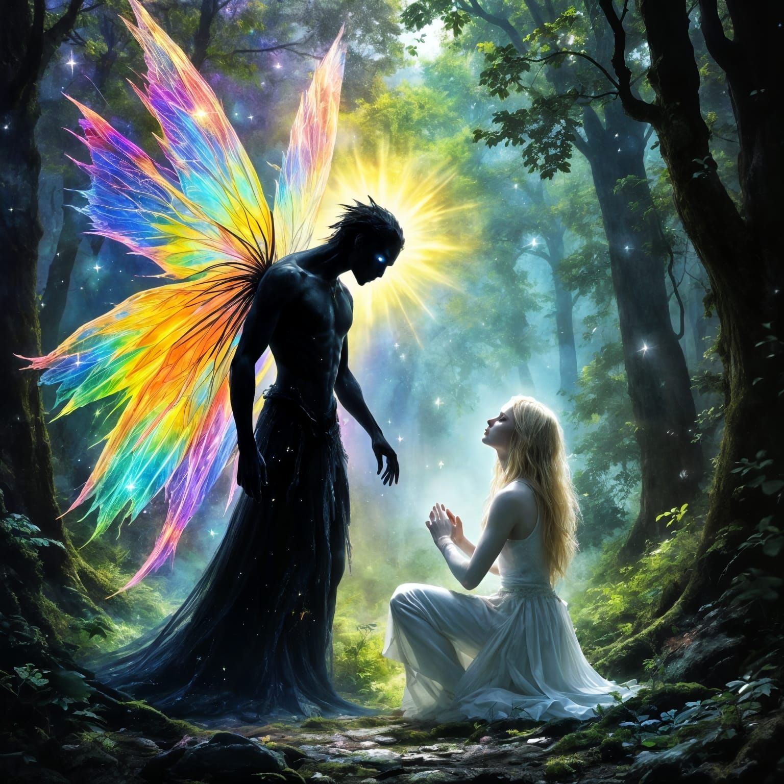 Ethereal Encounter in a Magical Forest