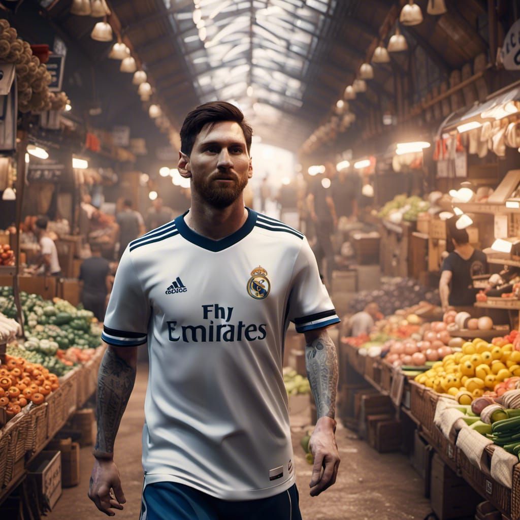 Lionel Messi in Space Real Madrid Jersey